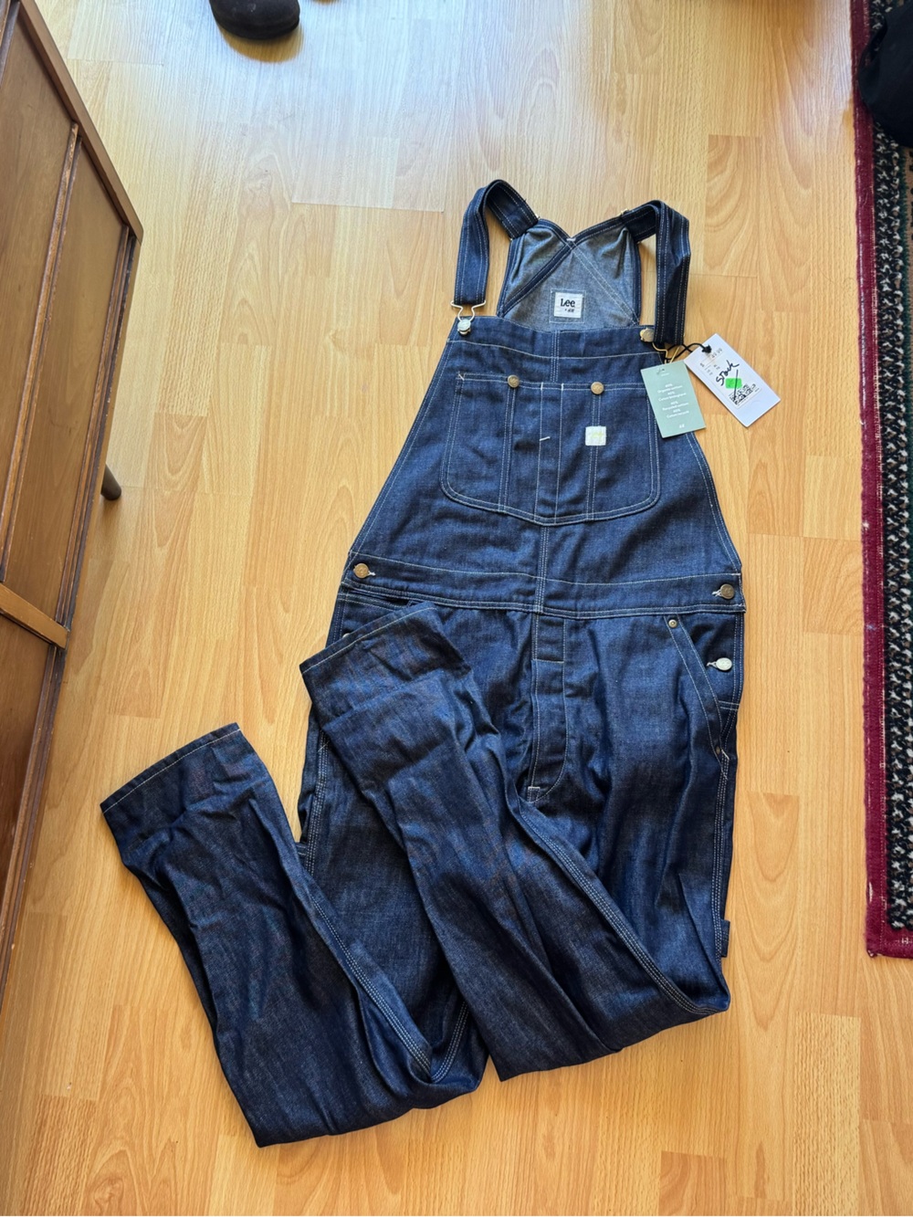 Lee x HM dark wash denim overalls